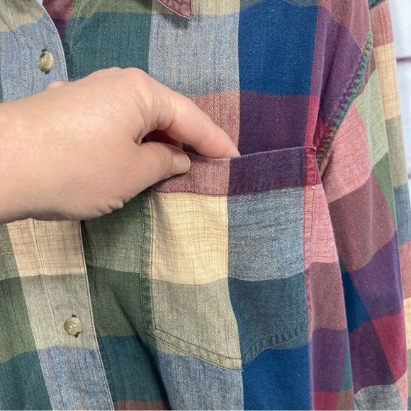 Blue Spruce Womens Shirt SZ L 100% Cotton Button Up Multicolored Plaid VIntage - Picture 4 of 10